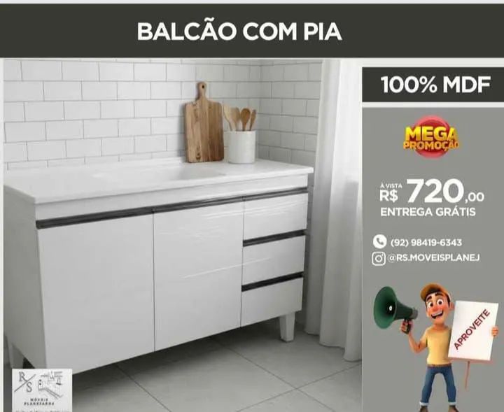 Balcão de cozinha com pia  - Foto 5