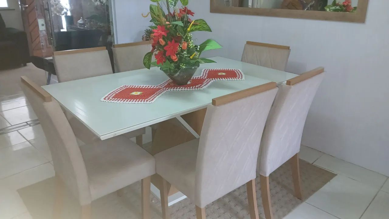 Mesa de 6 cadeiras tampo de vidro - Foto 3
