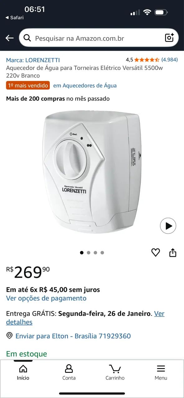 Vendo Aquecedor Elétrico Lorenzetti. - Foto 2