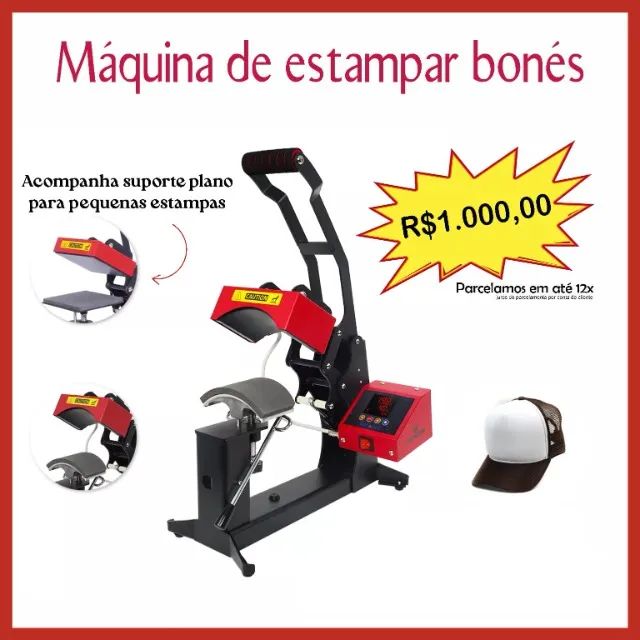 MAQUINA DE ESTAMPAR BONÉS E PEQUENAS ESTAMPAS (VALOR PROMOCIONAL)