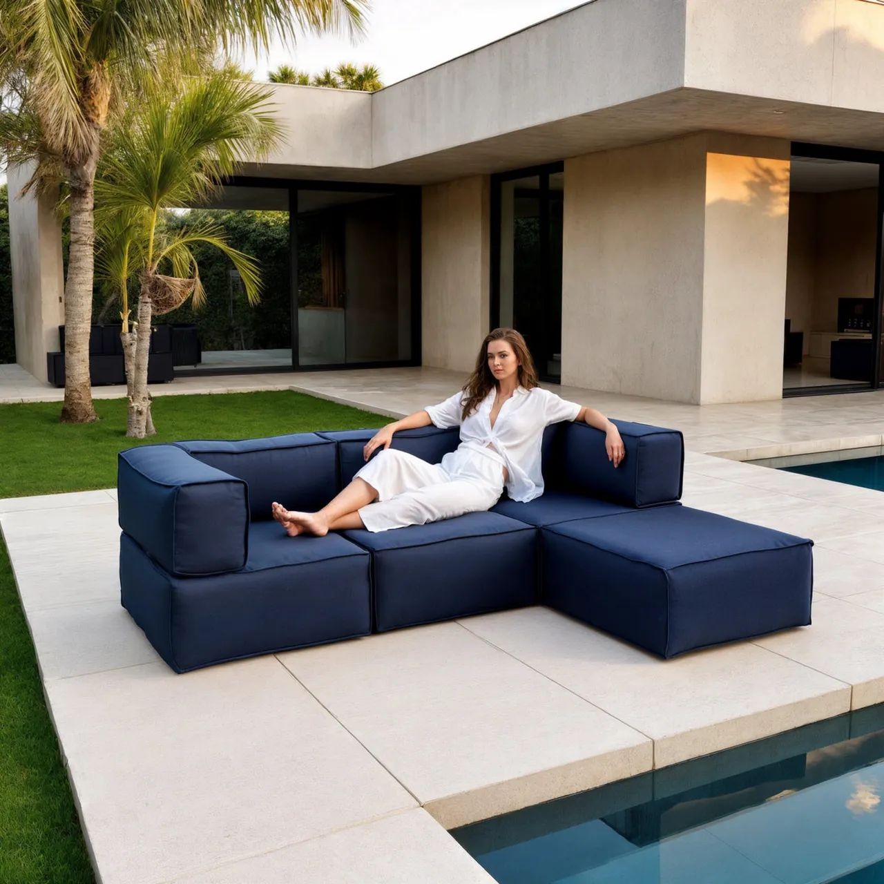 Lounge de área externa com 4 Módulos e 1 Ombrelone  - Foto 3
