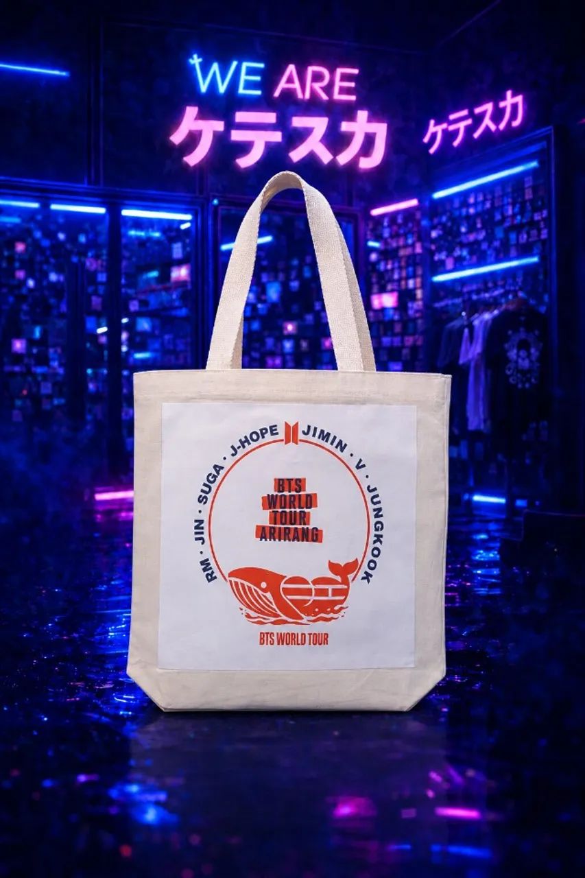 Ecobag BTS Arirang Members K-Pop Sacola Ecológica 40x33x8cm Bege