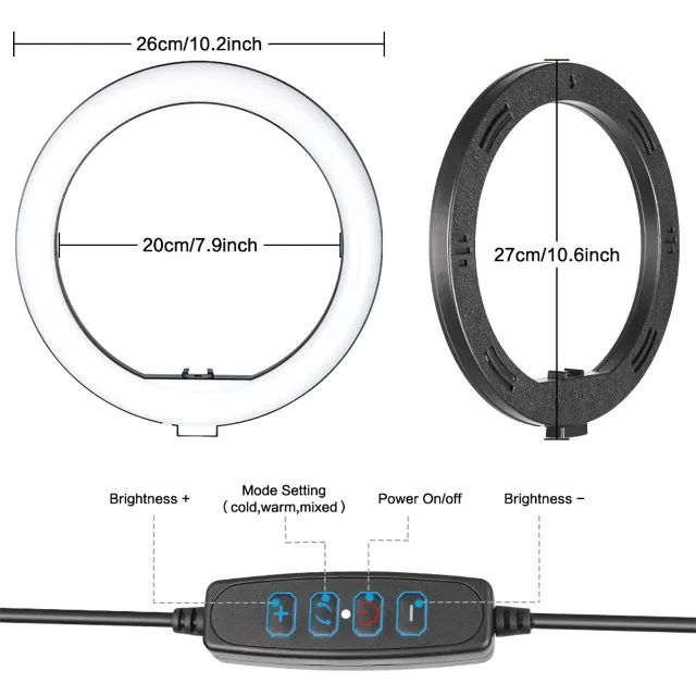 Ring Light 26cm com Tripé 160cm - Suporte Celular - Controle - Foto 2