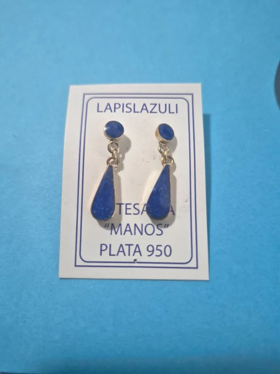 Brinco plata 950 Lapislazuli - Chileno  - Foto 2