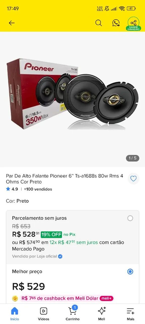 Pionner 6" importado TS a1688s - Foto 2