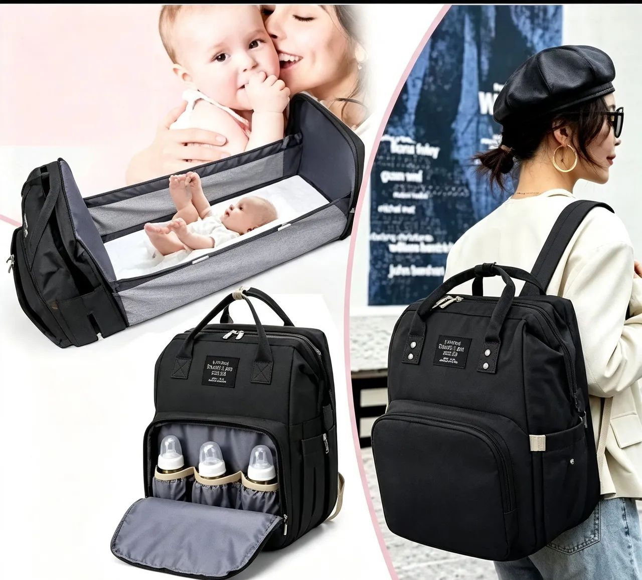 Bolsa Maternidade Mochila Vira Berço + USB - Foto 2