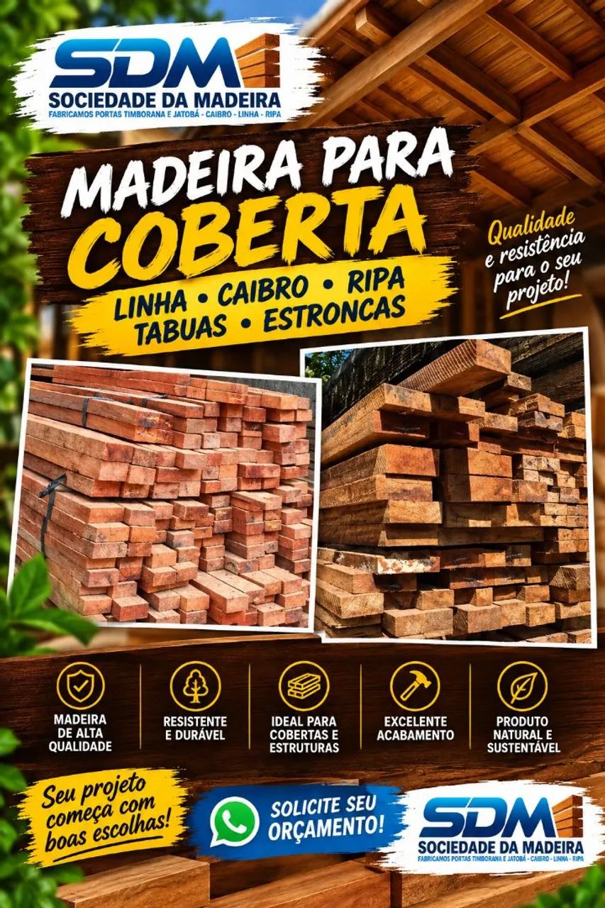 Madeira para coberta