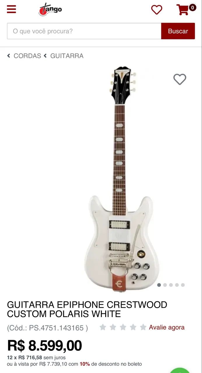 Guitarra Epiphone crestwood custom Branca - Instrumentos musicais