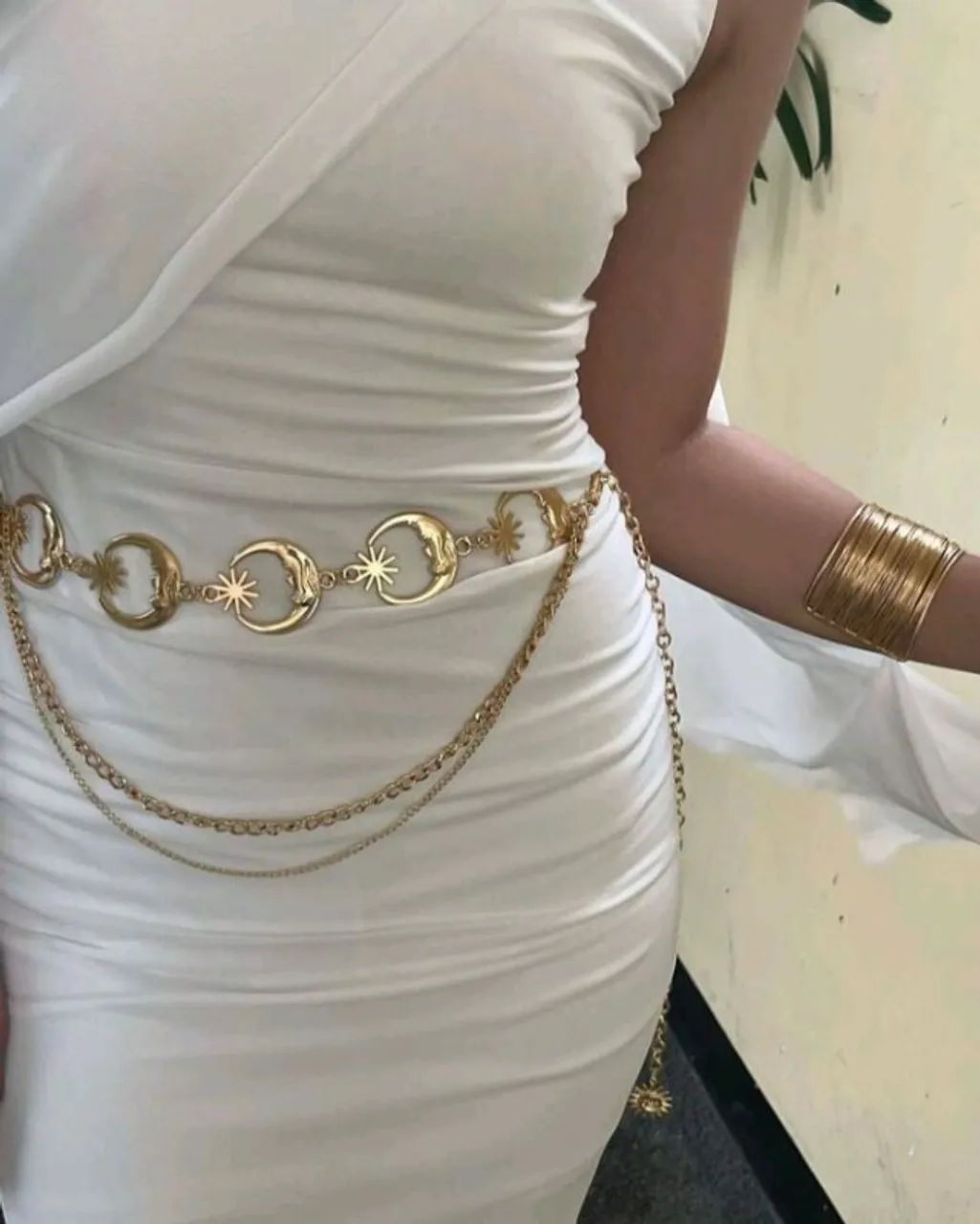 Cinto de Lua Dourado Correntes Dupla (novo) - Foto 5