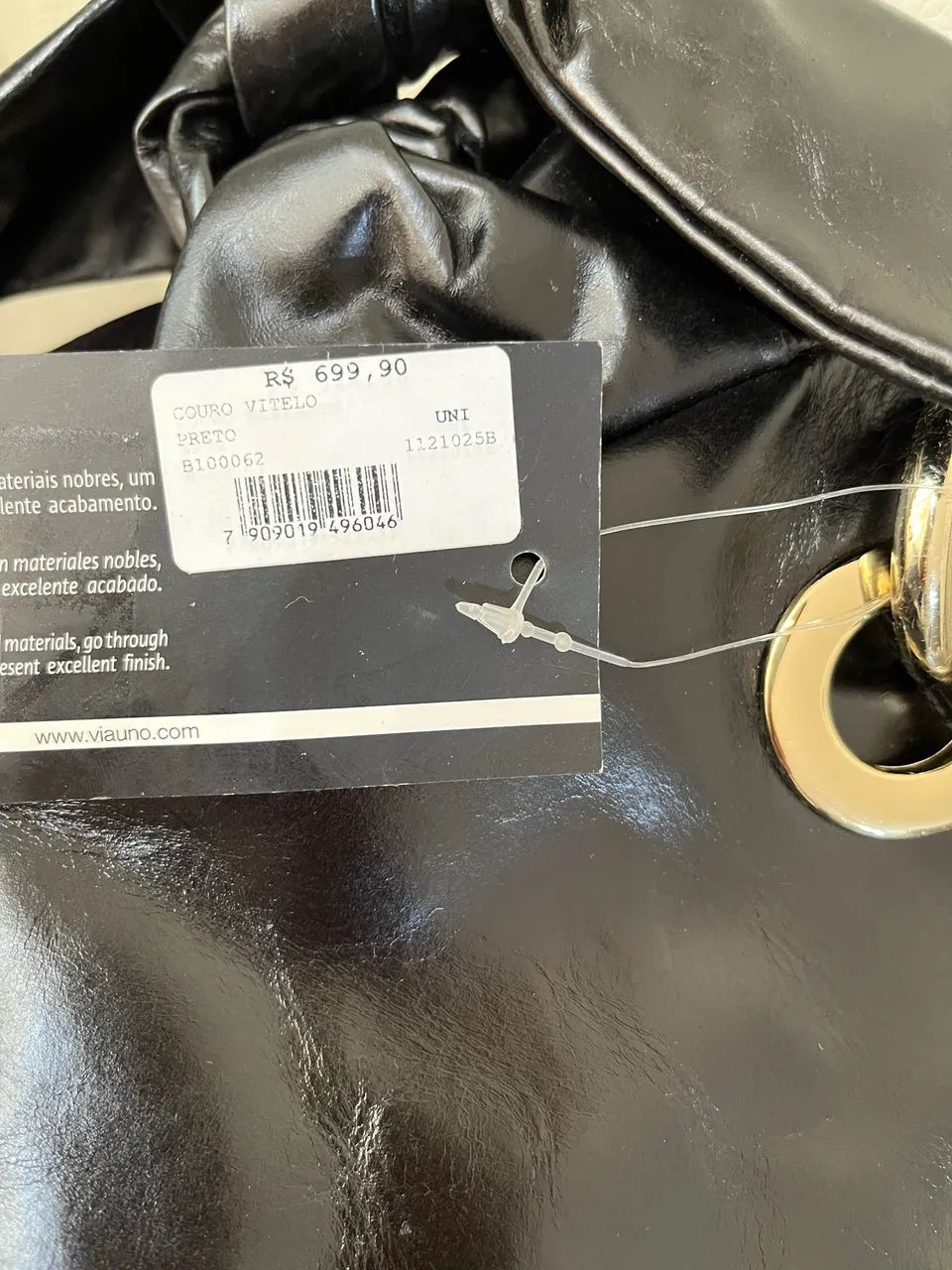 Bolsa couro vitelo preto VIAUNO novo  - Foto 5