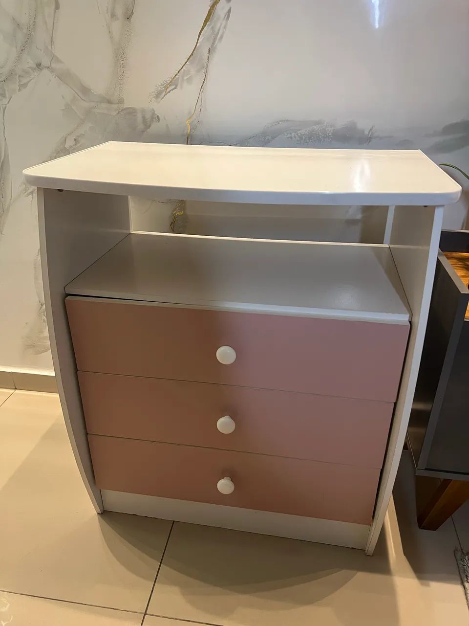 Cômoda bebê rosa infantil 