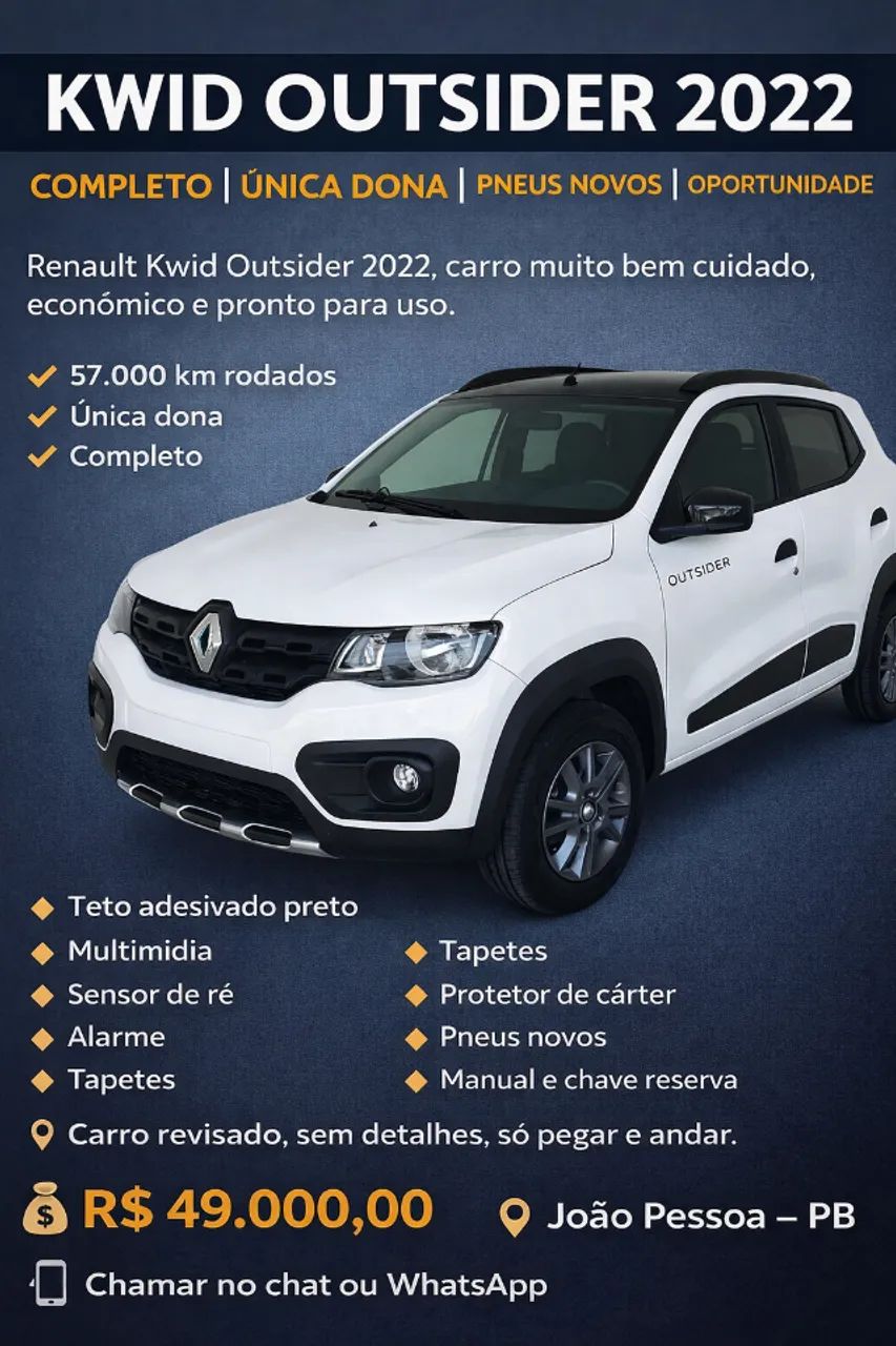 Renault Kwid KWID OUTSIDER 1.0 Flex 12V 5p Mec. 2022