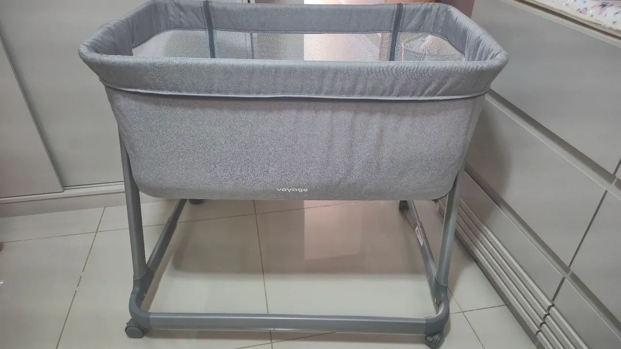 Berço Portátil Co-bed Link Cinza Mescla - Voyage - Foto 2