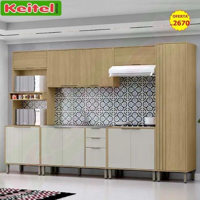 Cozinha Modulada Glória 6 Peças Castanho / Off White
