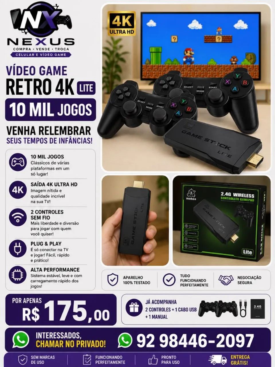 Game stick 4k lite - entrega grátis. 