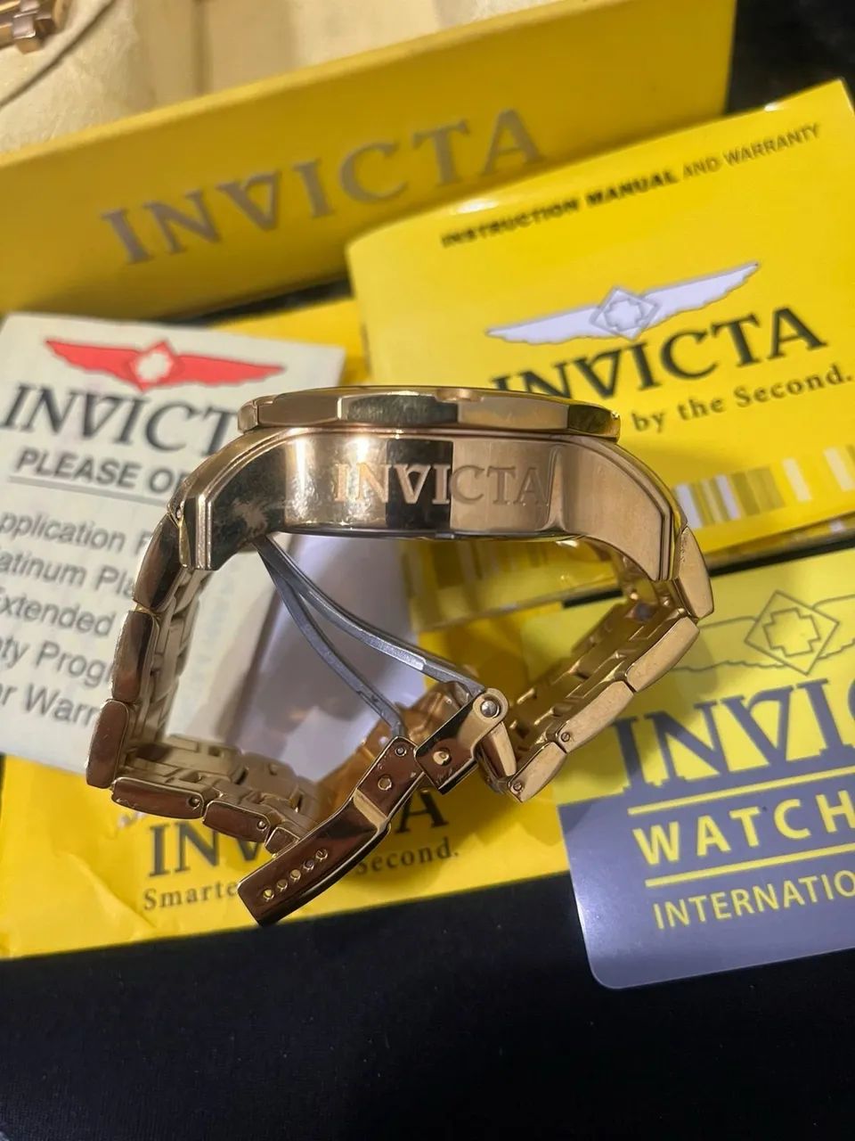 relógio invicta pro diver 22765 dourado azul quartzo 50mm - Foto 5