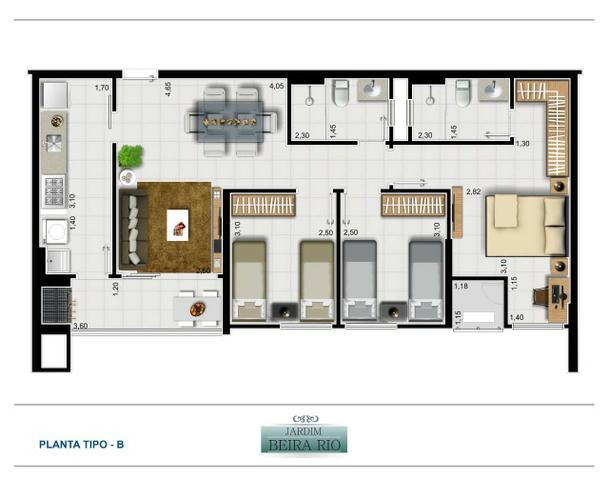 Cond. Jardim Beira Rio - Planta Maior - Foto 12