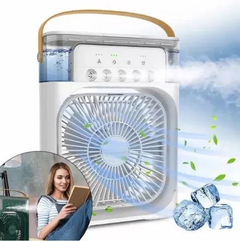 Mini Climatizador de Ar Ventilador Com Reservatório Para Água E Gelo Portátil - Foto 2