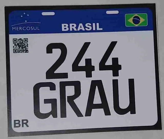 Placa Decorativa Mercosul 244 Grau Moto Bike Decoração