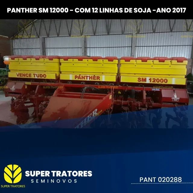Plantadeira Vence Tudo Panther SM 12000 com 12 linhas de soja ano 2017.