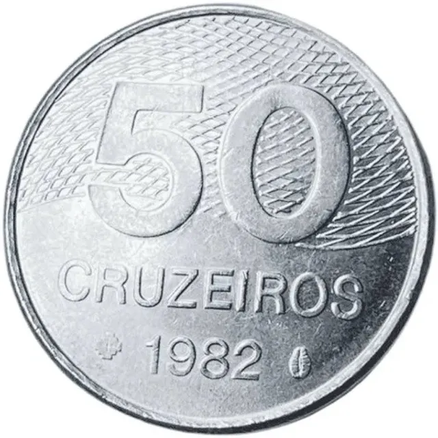 2 Moedas 50 Cruzeiros - 1982 e 1983 - Anverso Plano Piloto Brasilia - Aço Inox