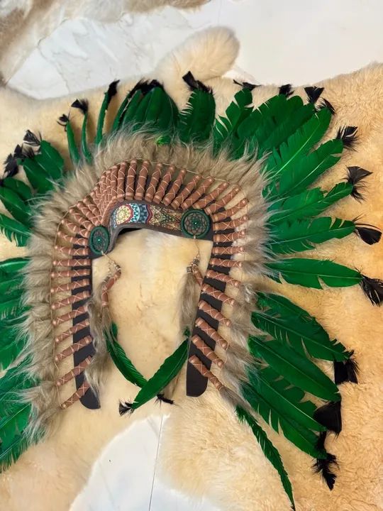 Cocar Natural Rabo de Galo - Fantasia de Índio