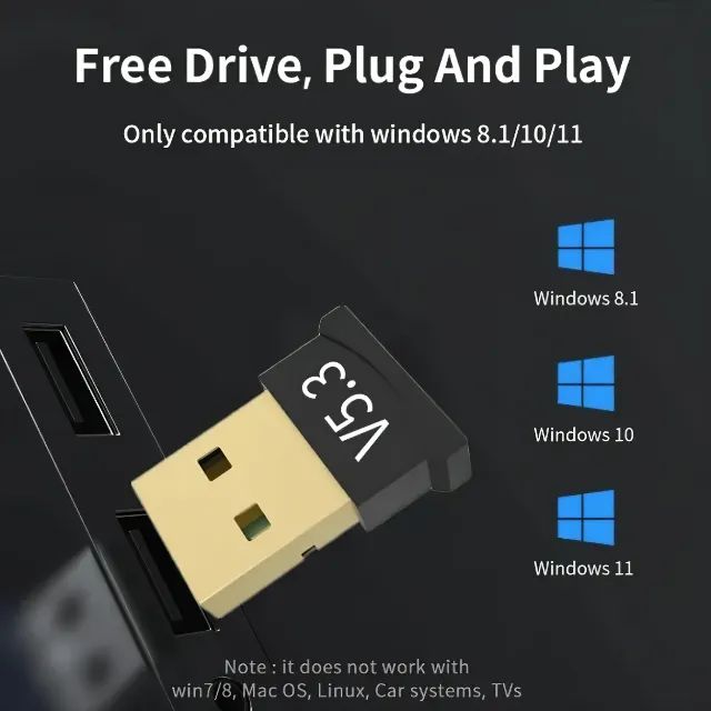 Adaptador USB Bluetooth 5.3 Dongle Compatível com PC Notebook Controle PS4 PS5 Xbox One SX - Foto 2