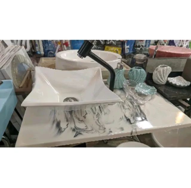 Cuba bancada Orquídea 29x29 e Bancada 37x60 no mármore sintético (s/ torneira) - Foto 3