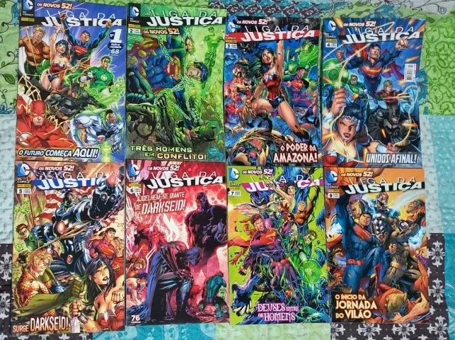 LIGA DA JUSTIÇA OS NOVOS 52 EDIÇÕES 1 A 9 SEM 8 QUADRINHOS HQS SUPER HEROIS DC COMICS