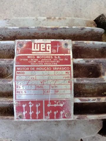 Motor de indução Weg trifásico - 0,75 cv - Foto 2