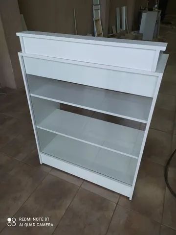 BALCÃO CAIXA VITRINE 100% MDF BRANCO 