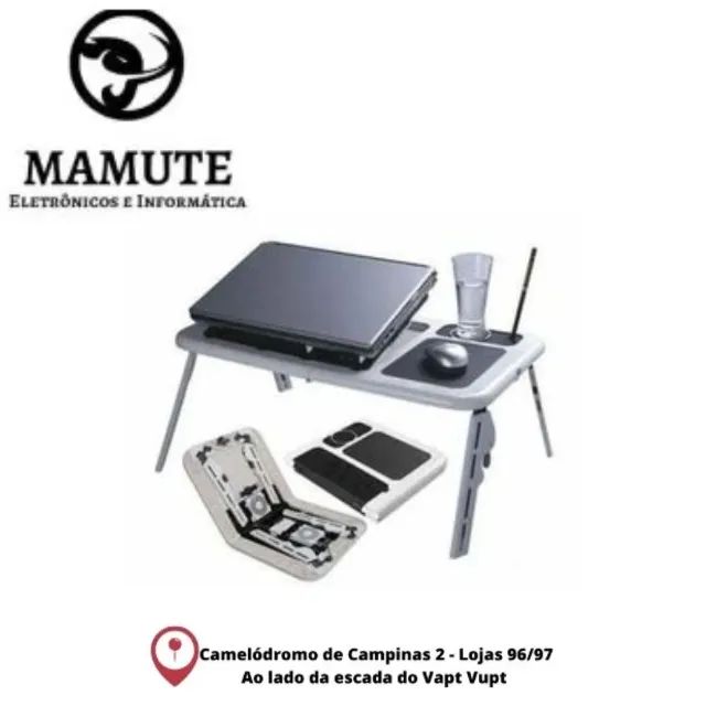 Mesa Notebook Com Cooler Dobrável E Ajustável Formato Ergonômico