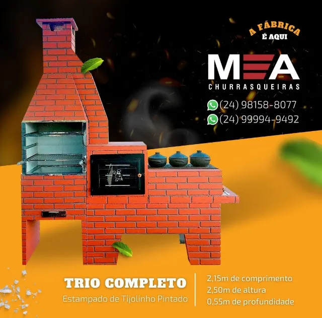 Trio churrasqueira + forno + fogão a lenha é na MA