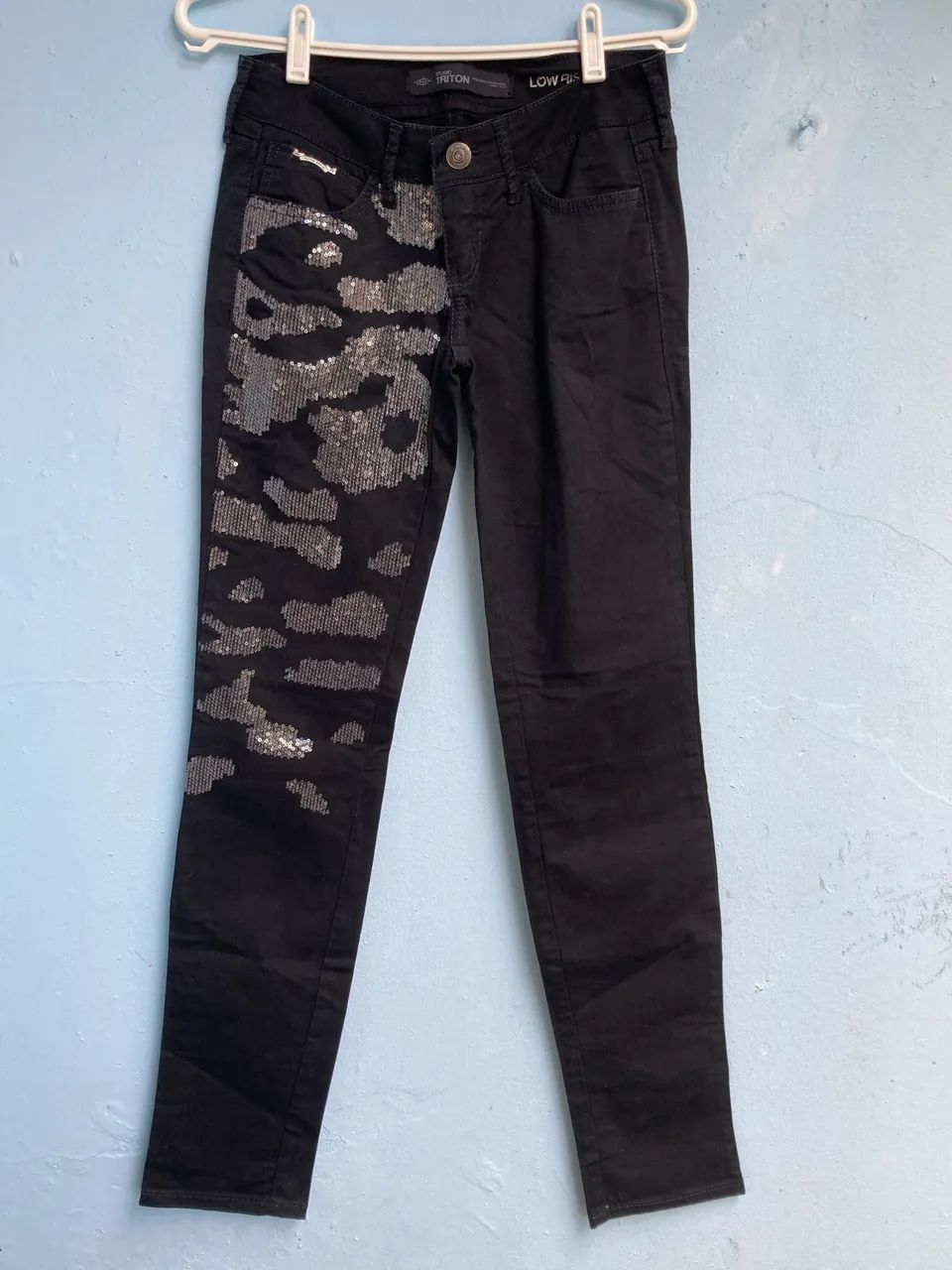 Calça Feminina Preta com Brilho, Tam M