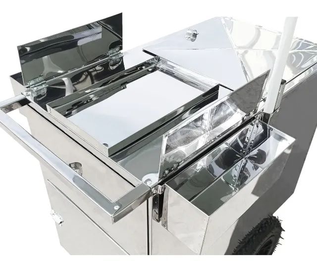 Carrinho De Açai Dindin Gourmet Picolé Com Guarda-sol Inox  + 2 Kit Placa Gel de Gelo - Foto 3