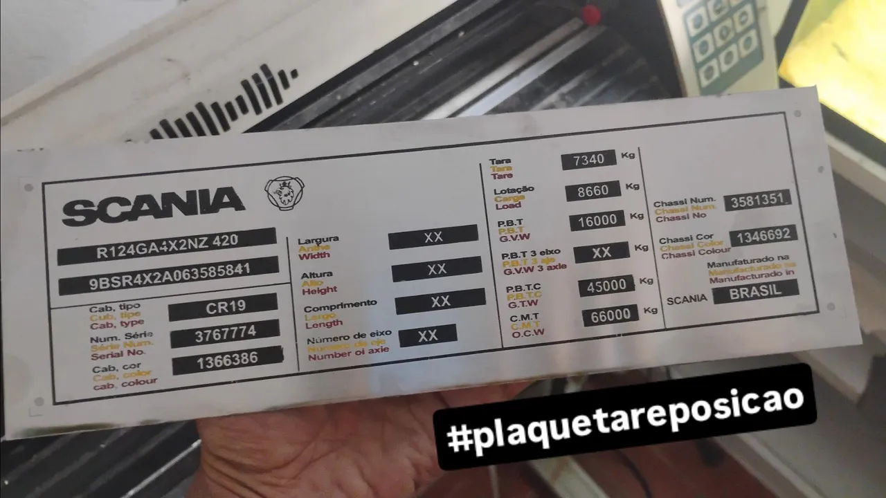 Etiqueta de Identificação Scania