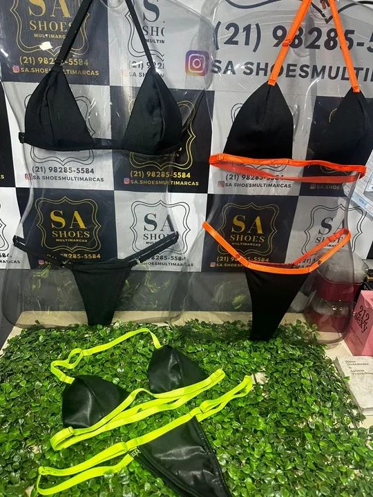 Biquíni Preto com Detalhes Neon - Foto 4