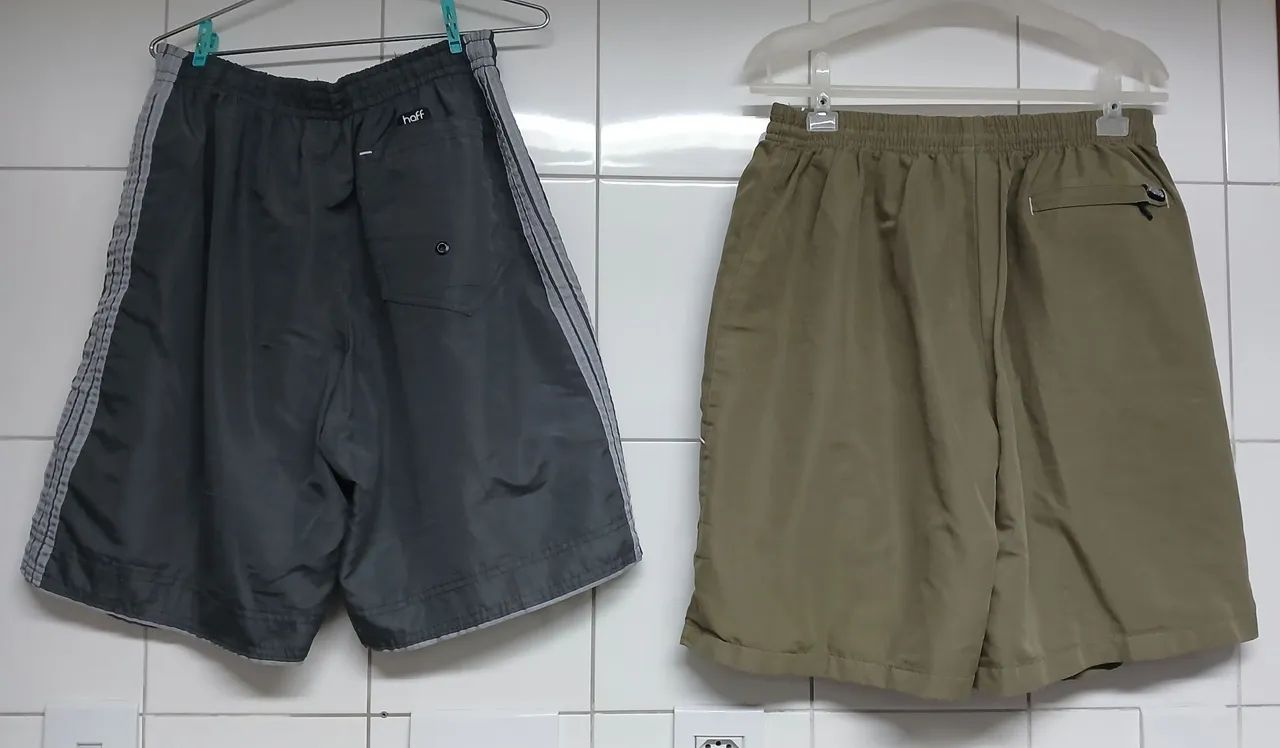Kit 2 Bermudas Esportivas Dry Fit Cinza e Marrom Tamanho G - Foto 2
