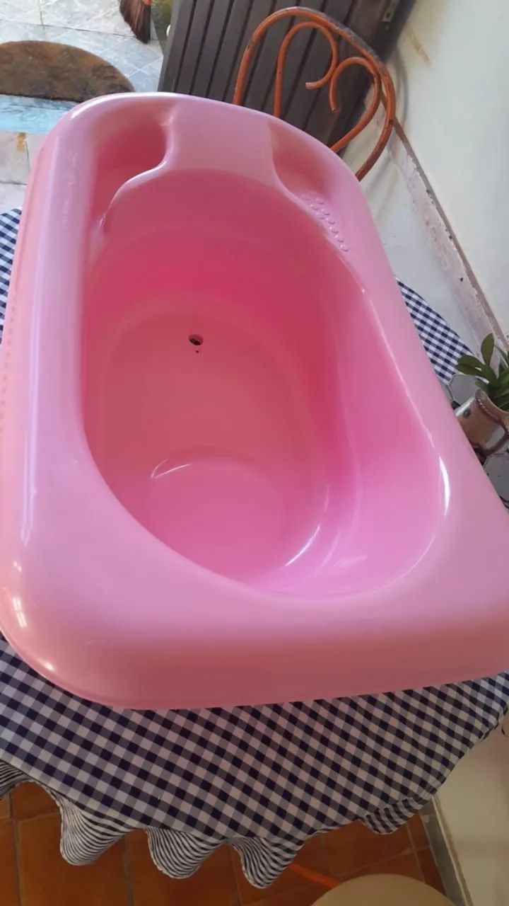 Banheira para bebê - Rosa - tamanho grande- Seminova - Foto 2