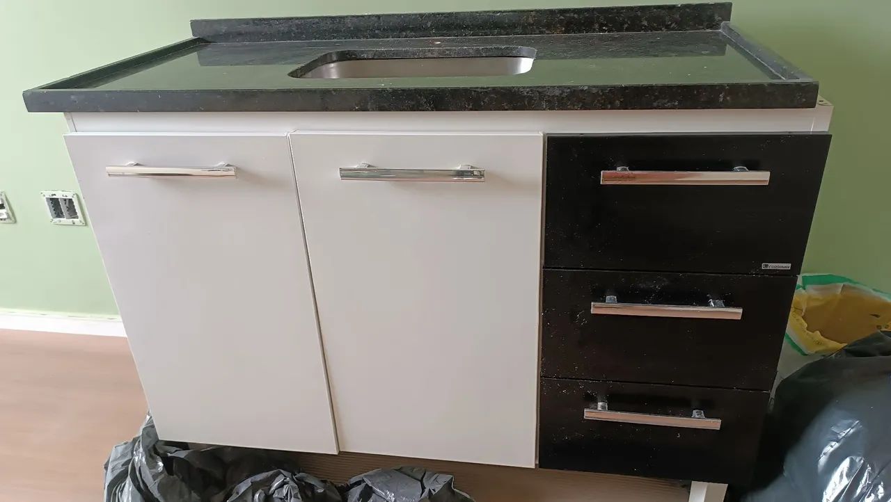 Pia de cozinha com cuba em inox e armário - Foto 2