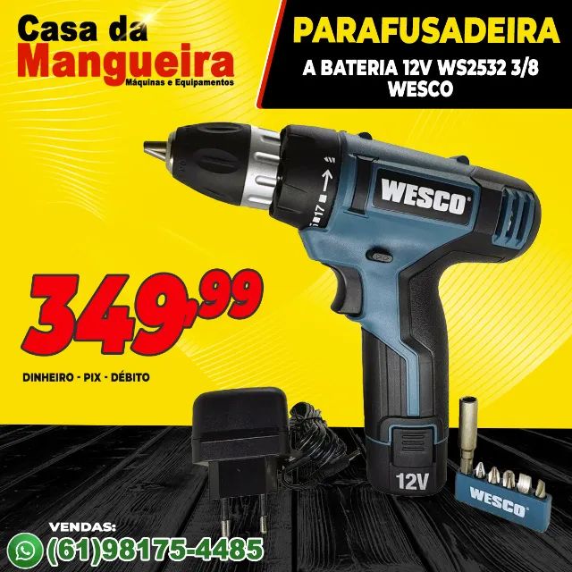 Parafusadeira Furadeira a Bateria 12v Ws2532 3/8 Wesco