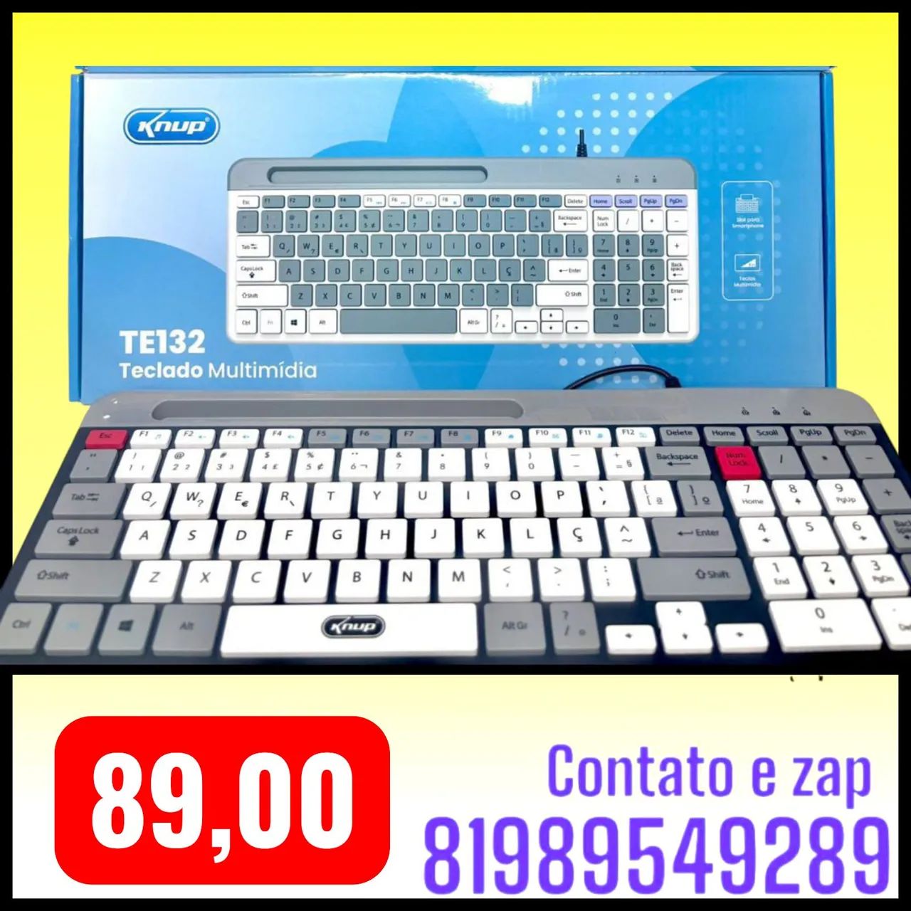 Teclado Multimídia com fio Knup TE132