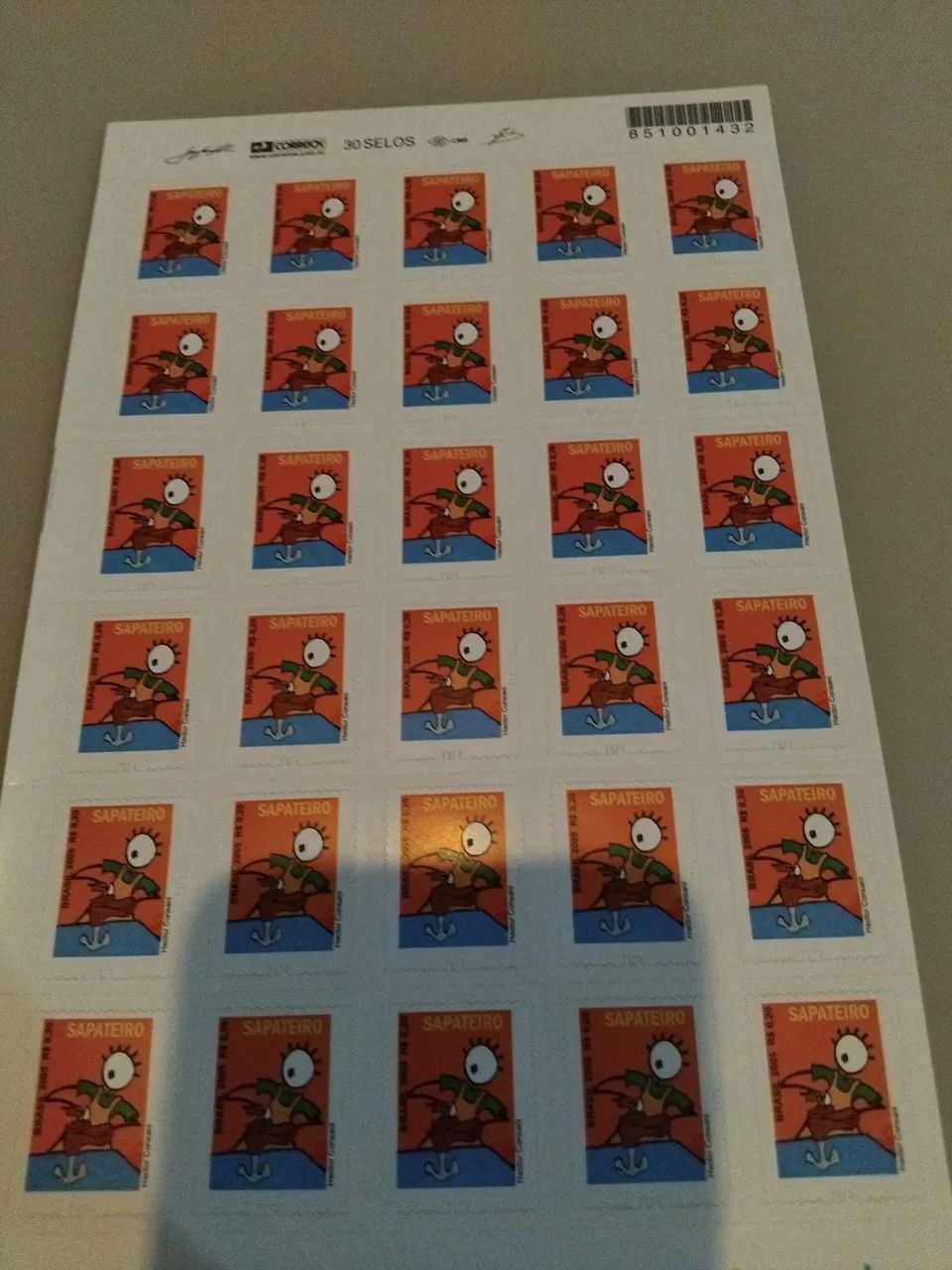 Cartela de 30 selos sapateiro 