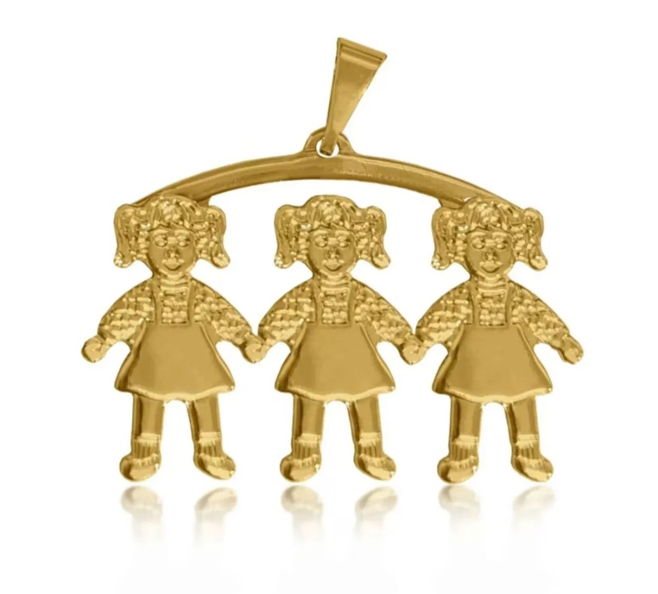 Pingente de ouro 18k 3 meninas