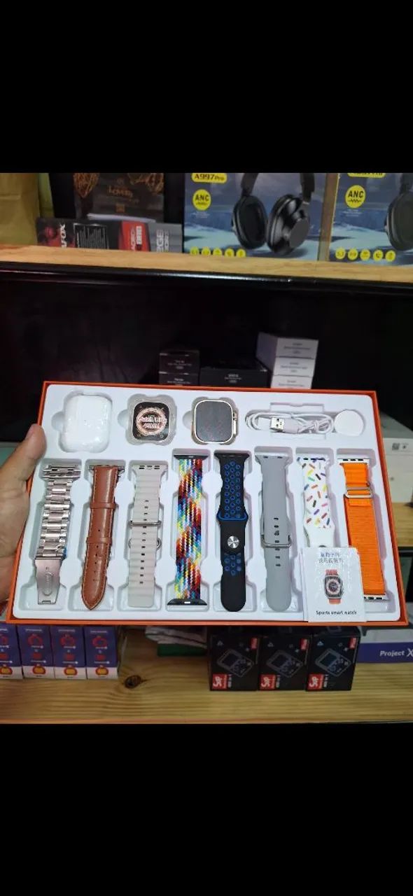 Smartwatch kit 12 em 1 Completo com Diversas Pulseiras e Acessórios