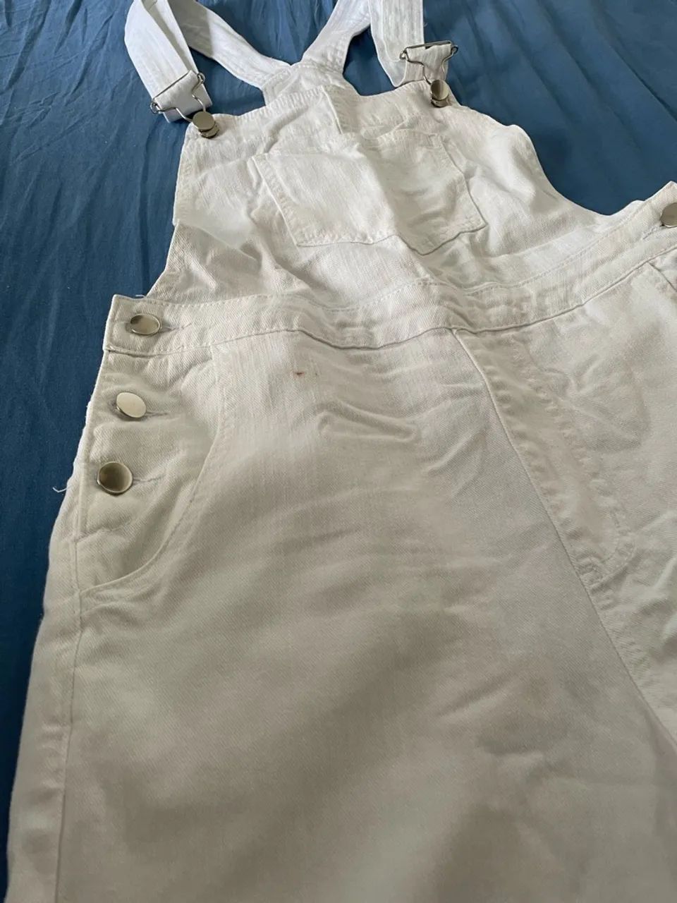 Macacão Jeans Branco Feminino - Foto 2