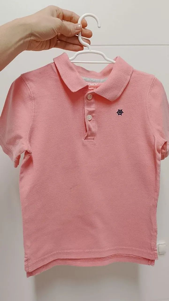 Camisa Polo Rosa Carter's Infantil - Foto 3