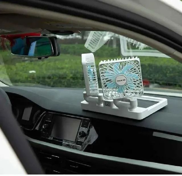 Mini Ventilador Portátil Duplo Dobrável Com Painel Solar  - Foto 2