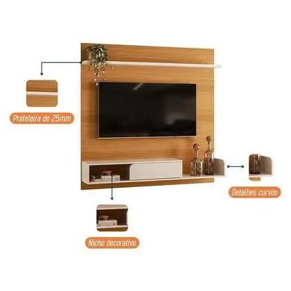 Painel para TV até 55 Polegadas Suspenso 1.36 Evo Cinamomo / Off White Hb<br><br> - Foto 2