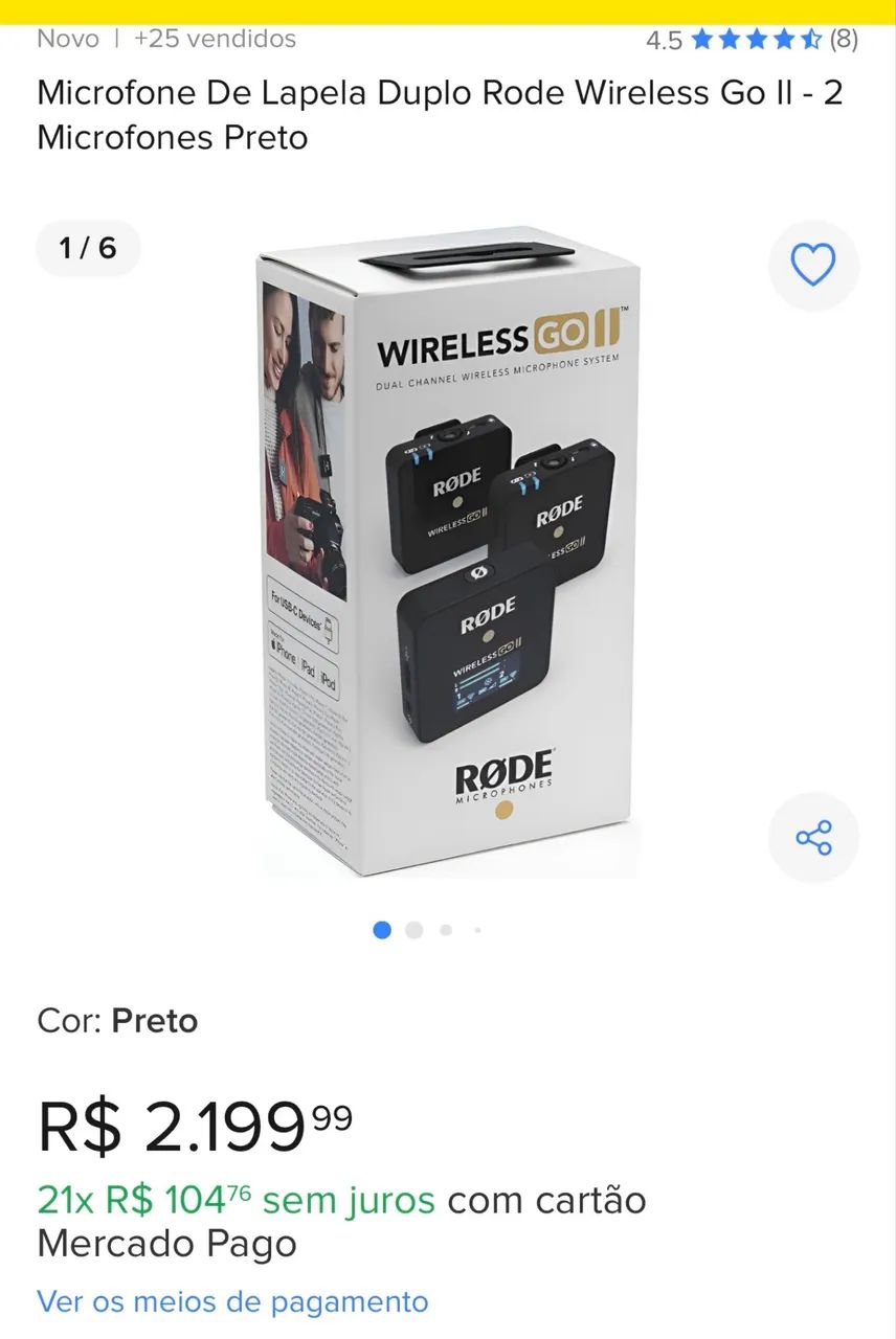 Microfone Rode wireless go II - NOVO Lacrado - Foto 3